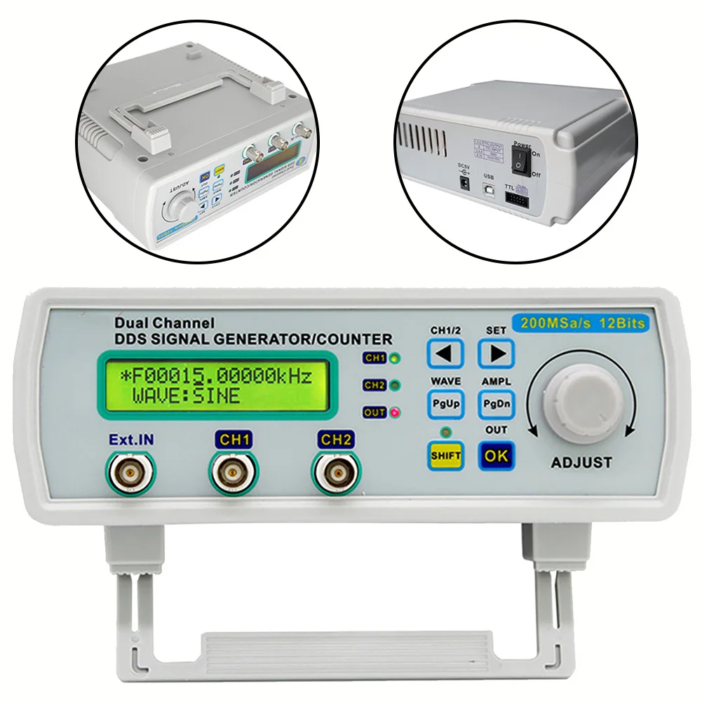 

1set Dual Channel Signal Generator 0-12MHz Sine Wave Programmable Function Generator Electrical Equipment Supplies Accessories