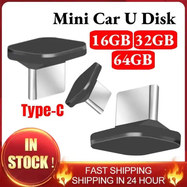 16GB/32GB/64GB Mini Car U Disk Pendrive Type-C Flash Drive Memory Stick Flash Disk Waterproof Plug & Play Stable For Car PC TV 1
