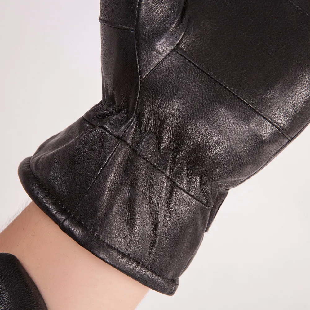 Men Sheepskin Leather Gloves for Winter Outdoor Warm