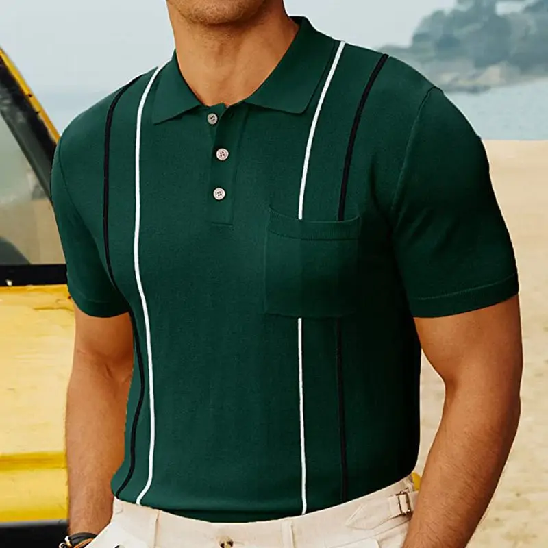 

Men's Short Sleeve Polo Shirt with Collar: Classic Style for Casual or Formal Wear