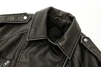 2025New Coal graysty le Women's washed leather jacket with belt, short coat with downgraded zipper and vintage lapel jacket - Image 4