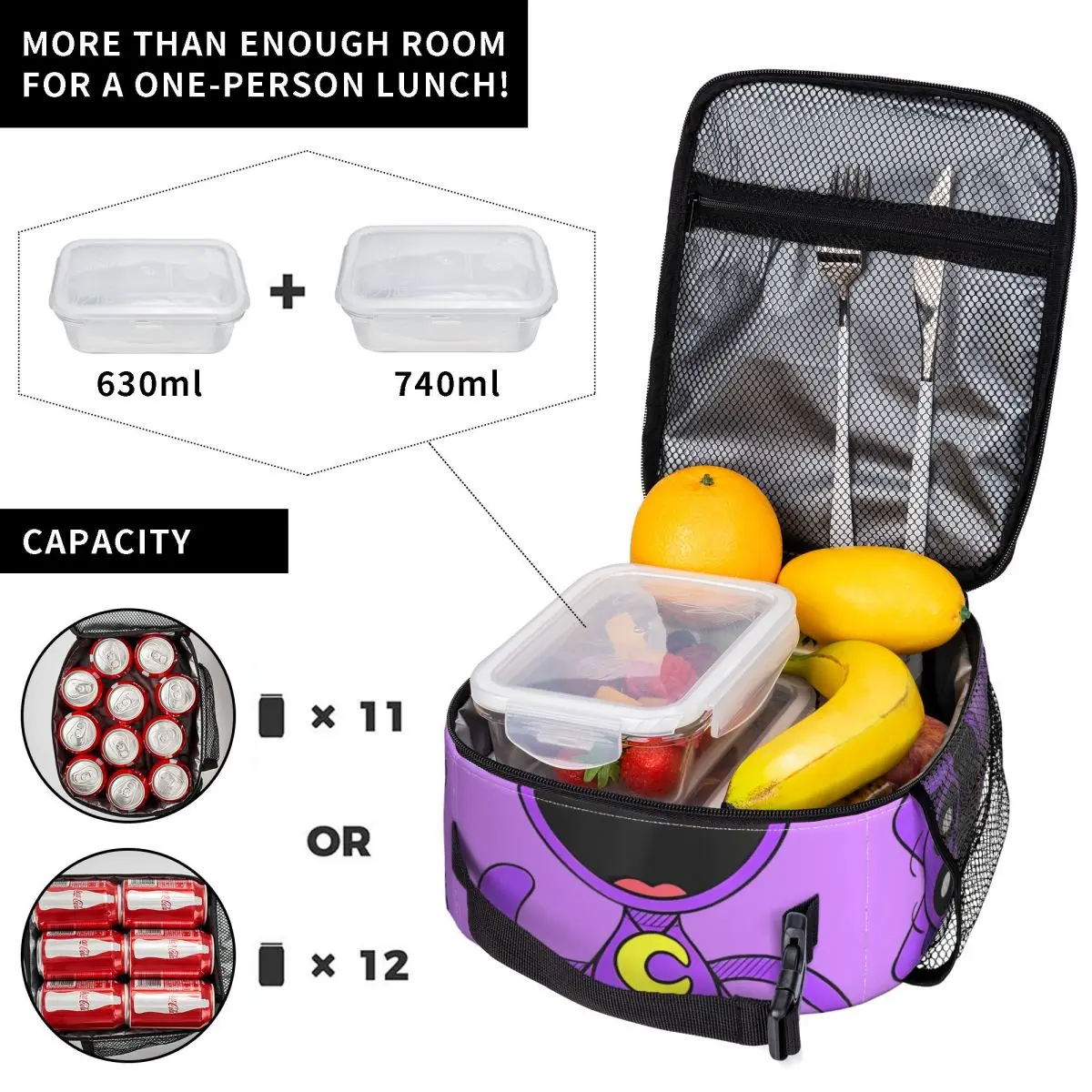 Custom Catnap Smiling Critters Insulated Lunch Bag Food Bag Portable Cooler Thermal Lunch Boxes For School Office 4