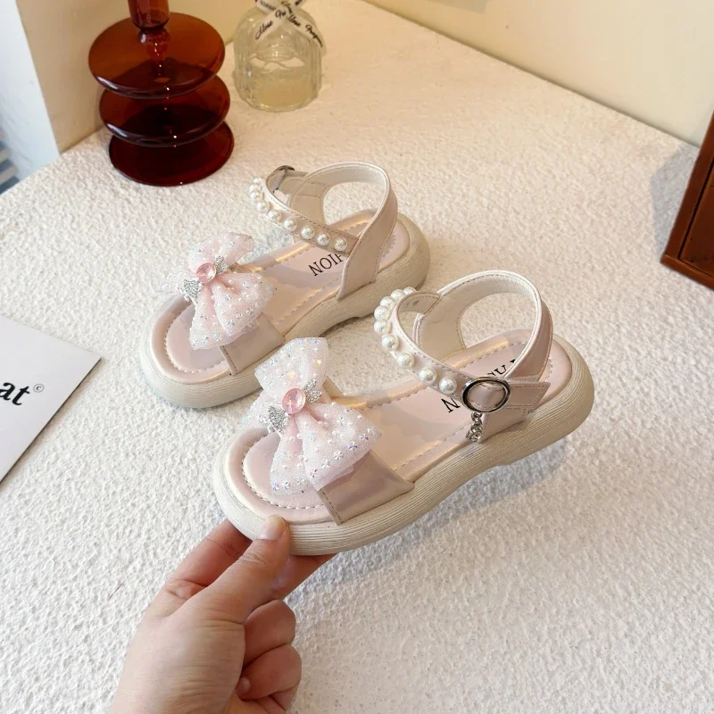 Girls Summer Flat Sandals Pearl Casual Shoes