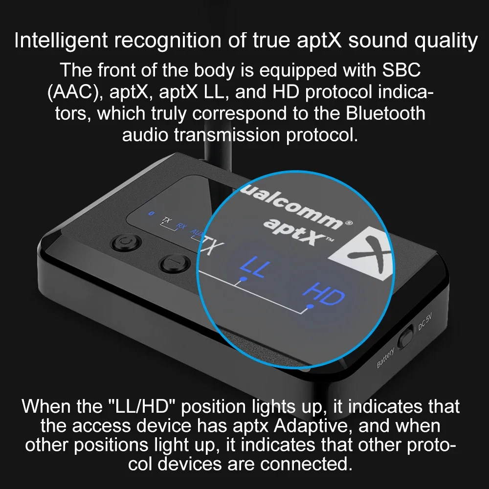 AYINO Bluetooth 5.2 2in1 AptX-Adaptive HD Audio Receiver Transmitter Adapter AUX Fiber Coaxial Bypass QCC Lossless Low Latency bluetooth adapter,bluetooth audio receiver,bluetooth transceiver adapter,audio adapter,bluetooth aux adaptor