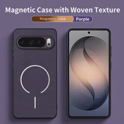 Luxury Woven Texture Magnetic Matte Shockproof Case with Hard Cover - Google Pixel 8 Pro (Purple)