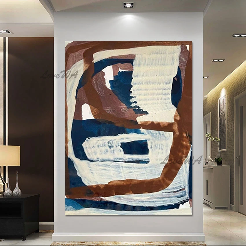 

Line Art Texture Oil Painting Canvas Picture Pure Handmade Abstract Living Room Decor Modern Brown Acrylic Wall Art Unframed