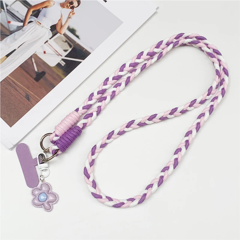 Colorful Chic 120cm Crossbody Phone Lanyard Necklace with Nylon Patch and Snap Closure