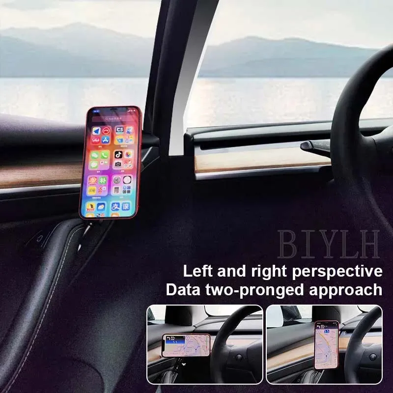 Support Magnétique Pour Téléphone Tesla Model Y/3 2024-2025 - 20 Aimants N52 - Fixation Ventilation - Pour IPhone - 9
