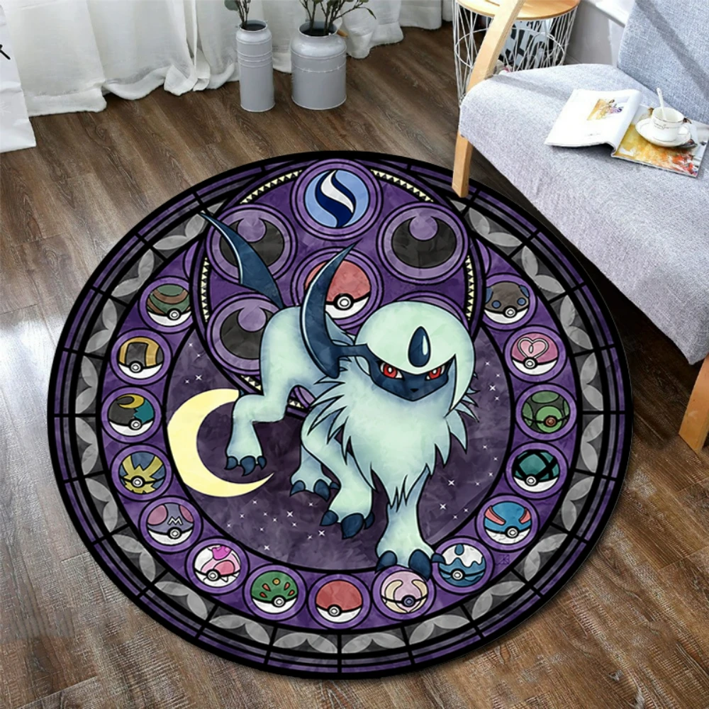 Pokemon Sylveon Round Rug - Elegant Floor Mat for Living Room and Gaming Chair Decor