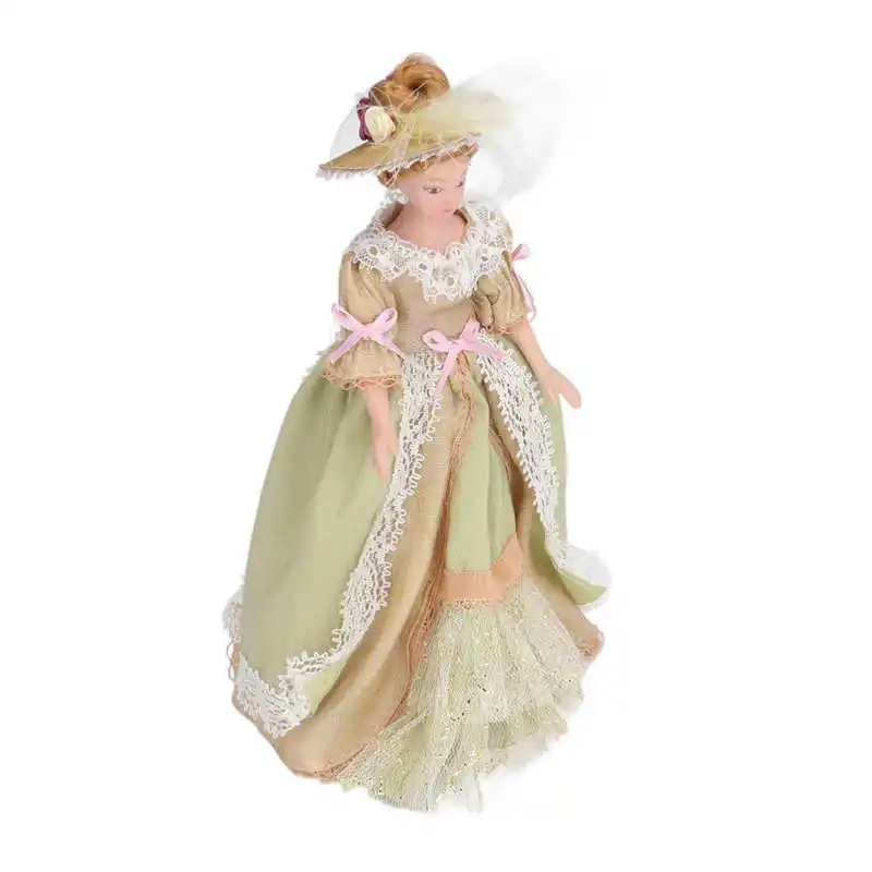 1:12 Dollhouse Character Model Rotatable Limbs Good Stability Mini Ceramic People with Stand
