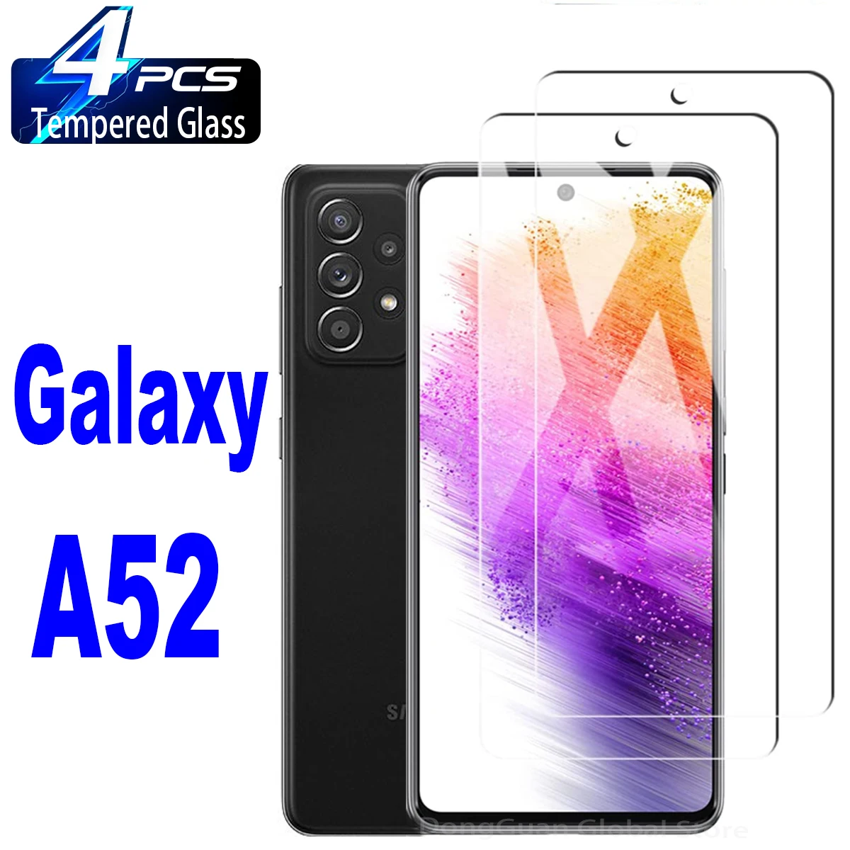 HD 강화 유리 스크린 보호대 유리 필름, 삼성 갤럭시 A52, A52s, A55, A54, A53, 5G, S20FE, S21FE, S23FE, 2 개, 4 개 