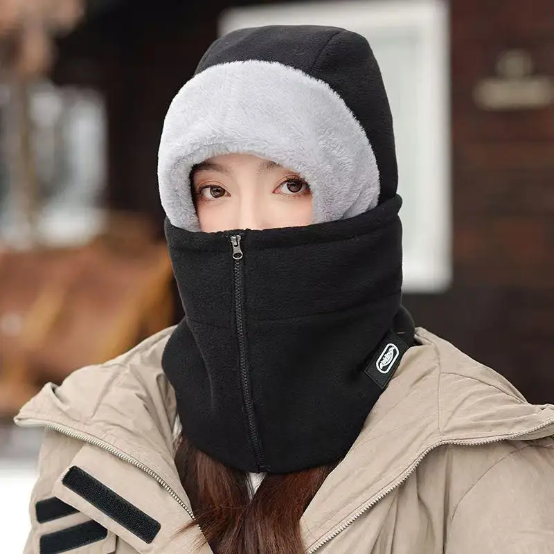 Head Face Neck Integrated Cycling Warm Hat Winter Outdoor Cycling Thick Plush Scarf Windproof And Cold Proof Warm Face Mask