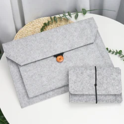 Premium Wool Felt Laptop Sleeve - Elegant Protection for 15inch 16inch (Gray B with Sbag)