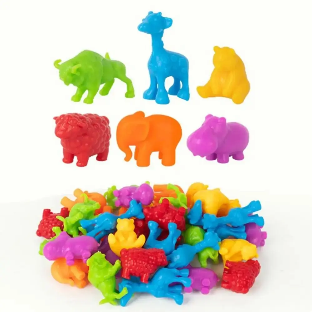 Plastic Sorting Game Animal Puzzle with Rainbow Bowls Montessori Dinosaur Color Matching Game Early Educational Sensory Toys