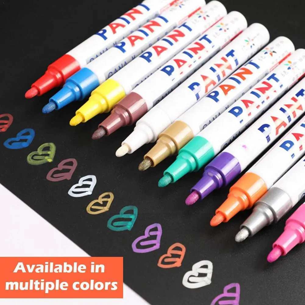 

1pc Waterproof Car Wheel Tire Oily Mark Pen Auto Rubber Permanent Up Pen Metal Colorful Graffiti Paint Tyre Paint Mar Z0q1