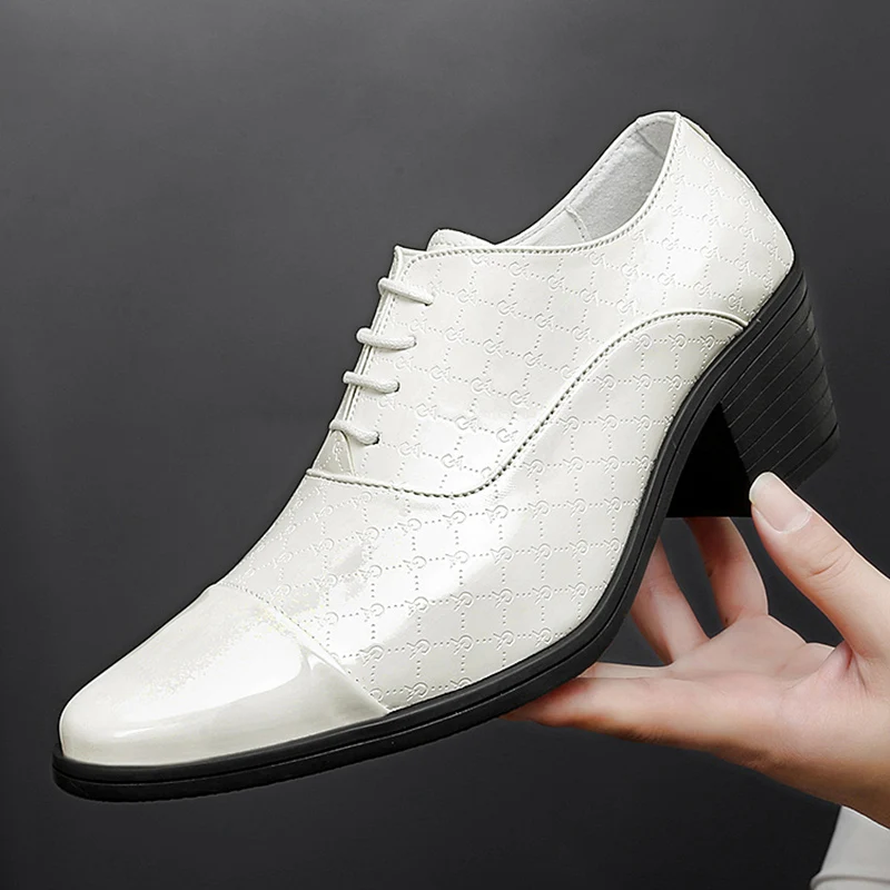 Men Formal Shoes High Heels Oxfords Mocassins Dress Driving Wedding Boat Shoes leather shoes