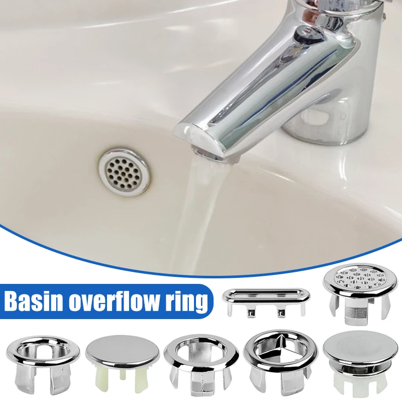 

4Pcs Sink Hole Overflow Cover for Kitchen Bathroom Basin Trim Bath Sink Hole Drain Cap Cover Hollow Overflow Ring Plug