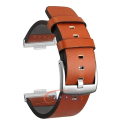 Premium Leather Strap Replacement for Smartwatches - Elegant and Durable Watch Accessory (Orange silver)