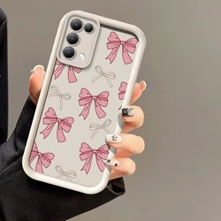Lovely Pink Bow Knot Shockproof Soft Silicone Phone Case for OPPO Reno 3 5G (White-677)