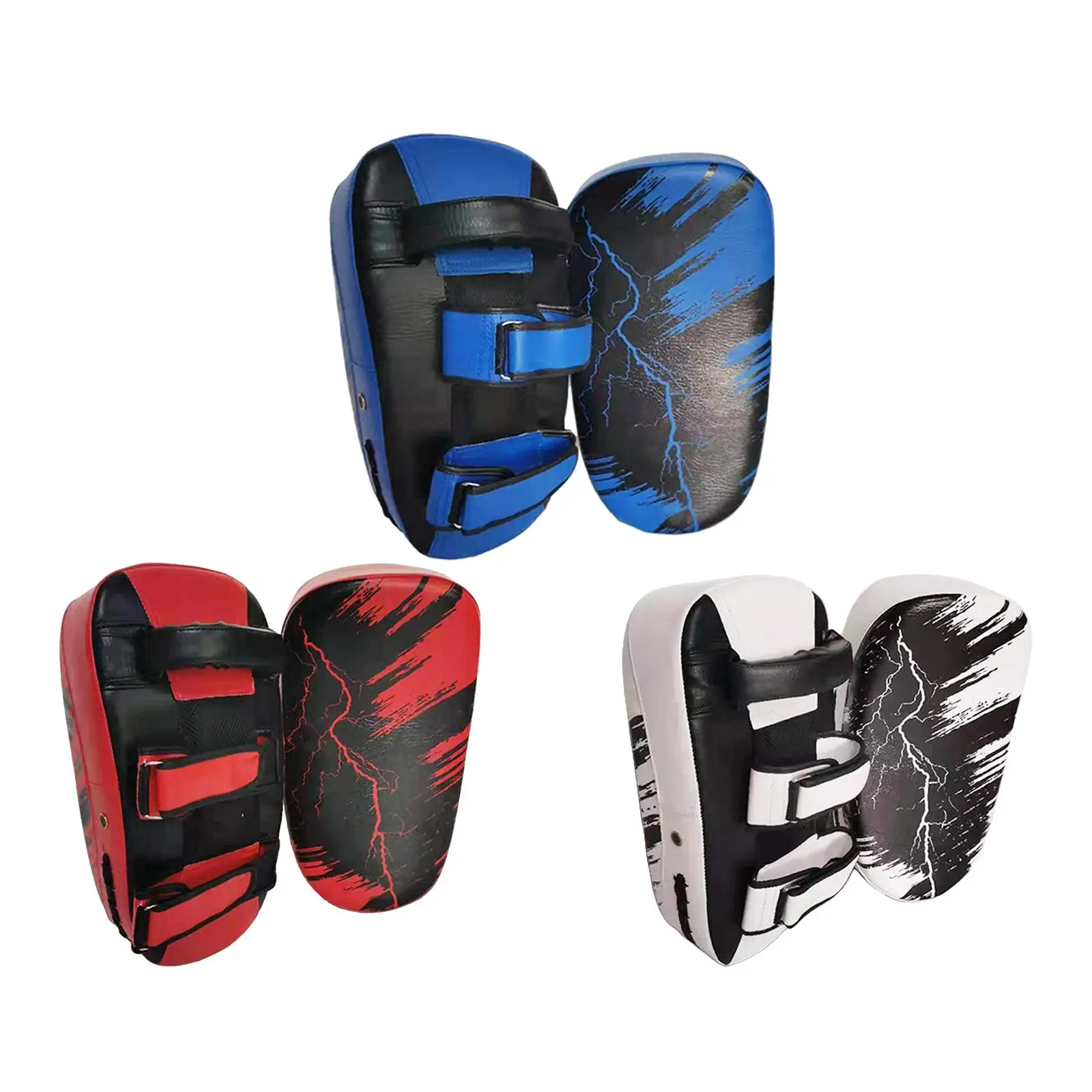 Kicking Shield Boxing Pads Focus Mitts, Curved Hand Pad Adjustable, PU Leather