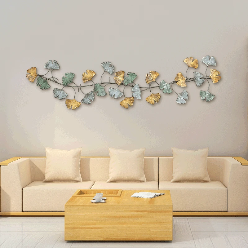 

Wrought Iron Retro Ginkgo Wall Hanging Simulation Leaf Three-dimensional Decorative Ornaments Hotel Entrance Wall Decoration