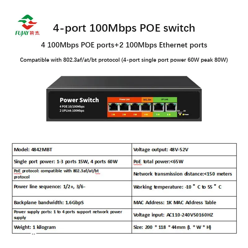 Poe 네트워크 스위치 BT, 8 포트, 2 포트, 업 링크 Poe 스위치, 10, 100mbps