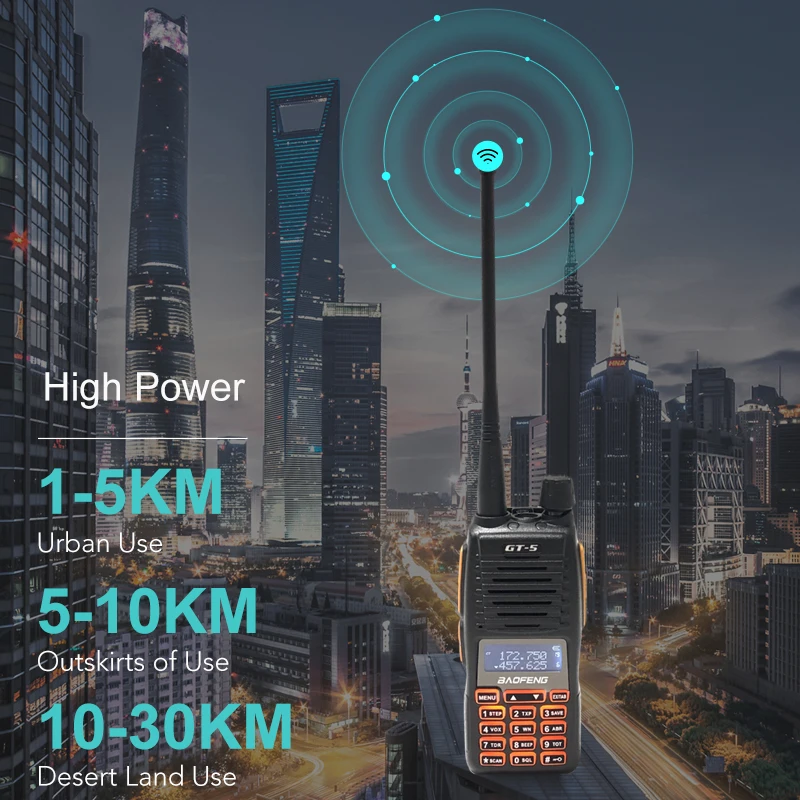 

New Baofeng GT-5 Walkie Talkie Double PTT Emission Dual Band IP54 Waterproof WALKI TALKI Ham Radio 128 Channels For Hunt