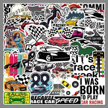 50 pz adesivi da corsa auto da corsa adesivi fai da te Scrapbooking telefono bagagli Skateboard decalcomanie impermeabili