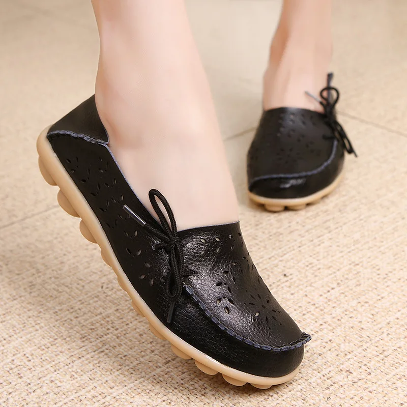

Women's Ballet Flats Genuine Leather Shoes Woman Slip On Loafers Flats Soft Oxford Shoes Casual Sapato Feminino Plus Size 44