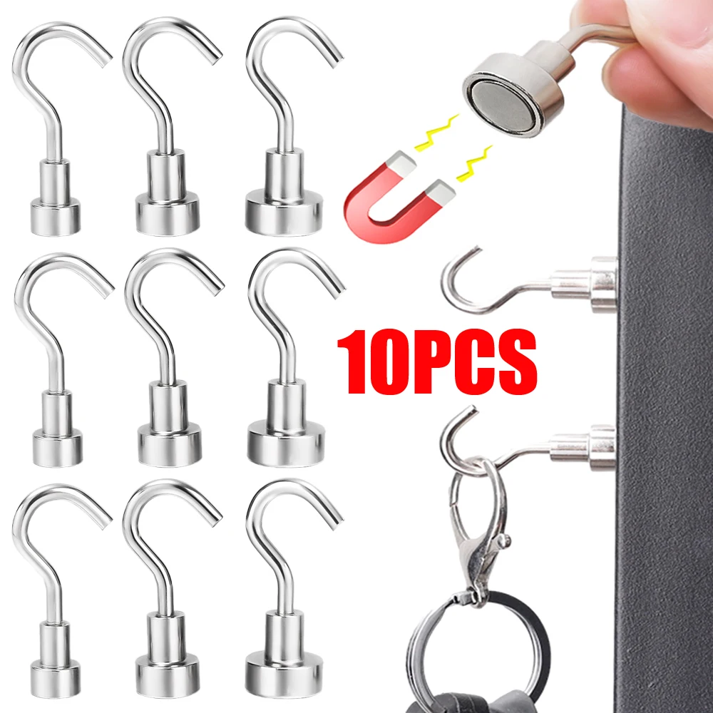 

10/1PCS Magnetic Hook Practical Load Bearing Hanger Multi-Purpose Metal Strong Magnetic Hook Home Kitchen Storage Organization