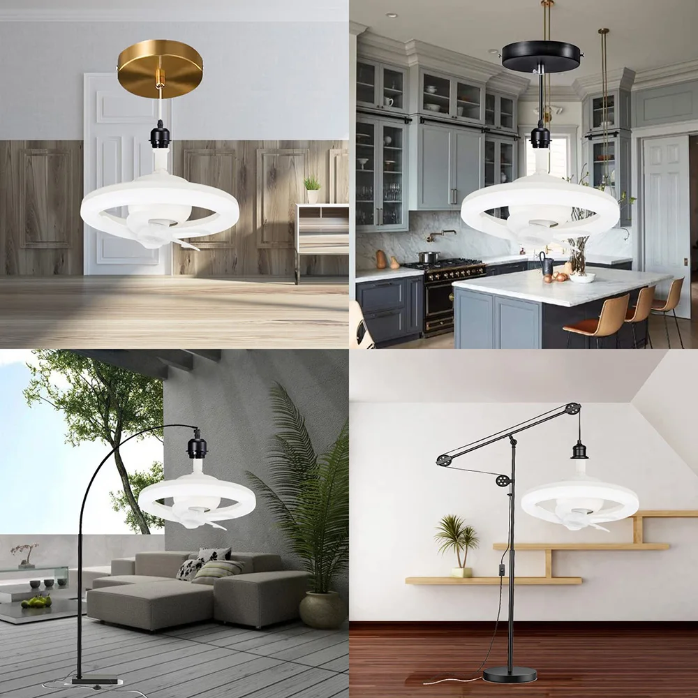 Ceiling Fan Led Ceiling Fan Lights Electric Fan Led Fan Light Led Ceiling Lights E27 Remote Ceiling Lighting 360&deg; Shaking Head Suction Fan Light 48W/60W Bedroom Living Room Switch Control