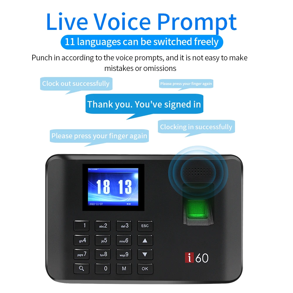 Biometric Attendance System USB Fingerprint Exit Record Recorder Reader Time Clock Employees Date Machine Electronic Device