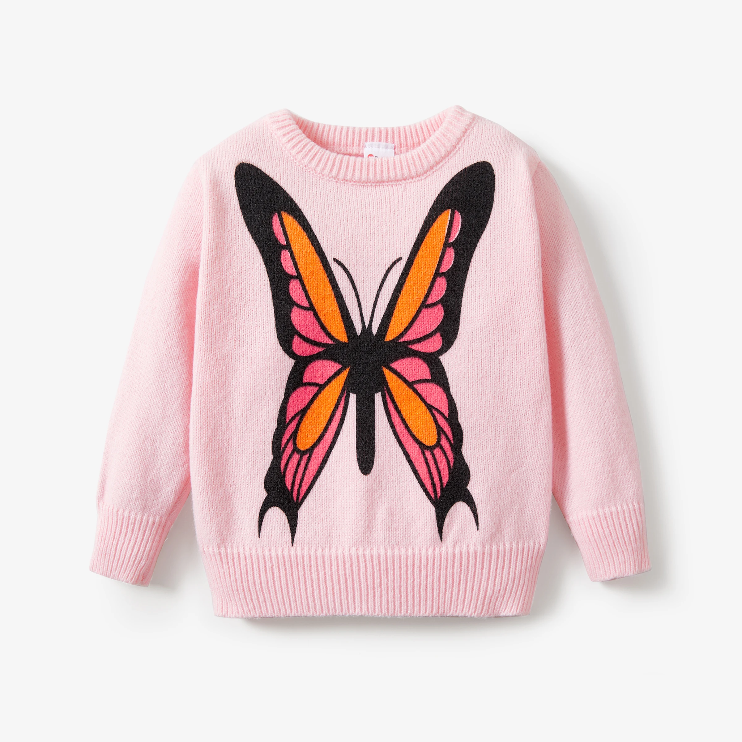 

PatPat Toddler Girls Butterfly Jacquard Round Neck Sweater