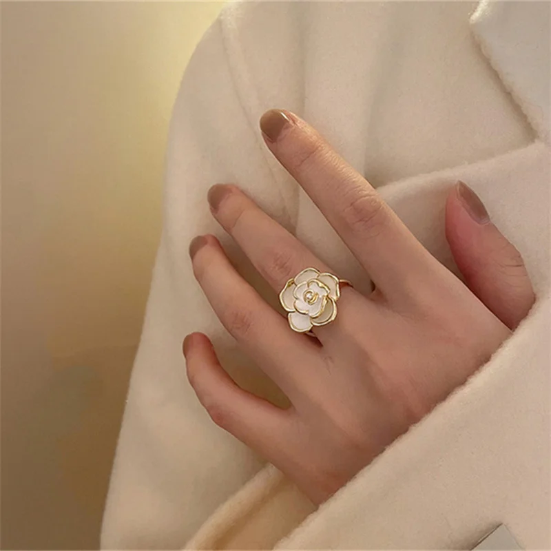 Rose Flowers Vintage Resizable Finger Rings Valentine's Day Gift Jewelry Open Ring Women