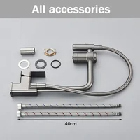 ก๊อกน้ำกรองน้ำสีเทาแบบปืน ก๊อกน้ำห้องครัวแบบดึงลงได้ สีดำ หัวฉีดแบบ 2 in 1 ก๊อกน้ำดื่มทองเหลือง หมุนได้ 360 องศา ก๊อกผสมน้ำกรอง 5