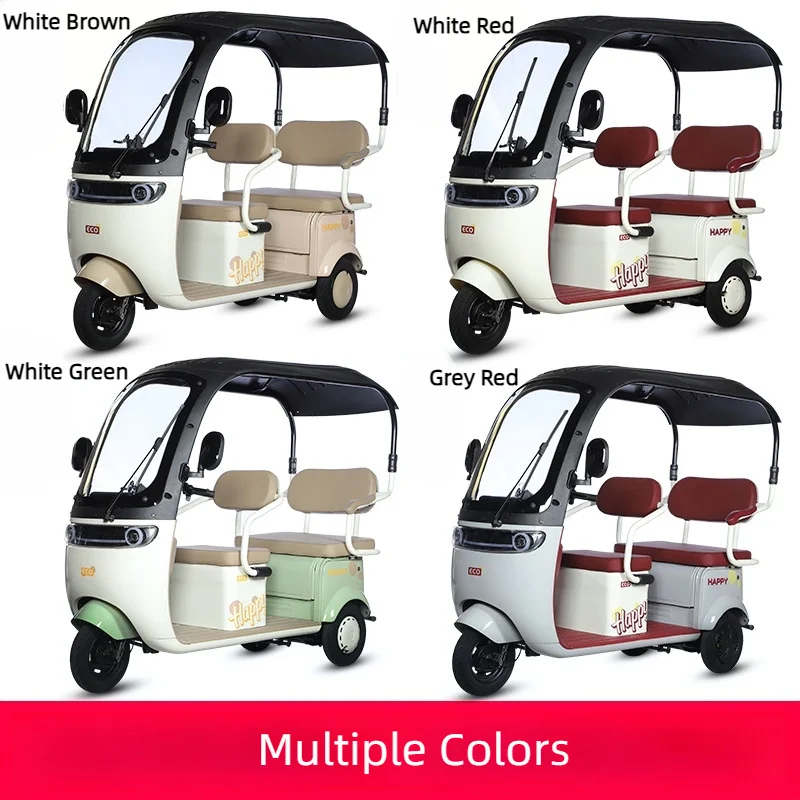 Triciclo elettrico da carico Scooter per mobilità per anziani con sedile passeggero per scooter elettrico per famiglia da 1000 W per adulti 3 ruote con tetto - immagine 2