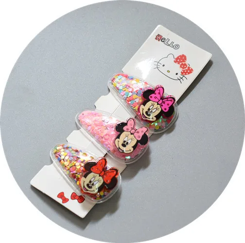 3pcs Disney princess children hair clip Frozen Elsa cartoon Hairpin girl doll Accessory baby jewelry head hoop Minnie hair clip
