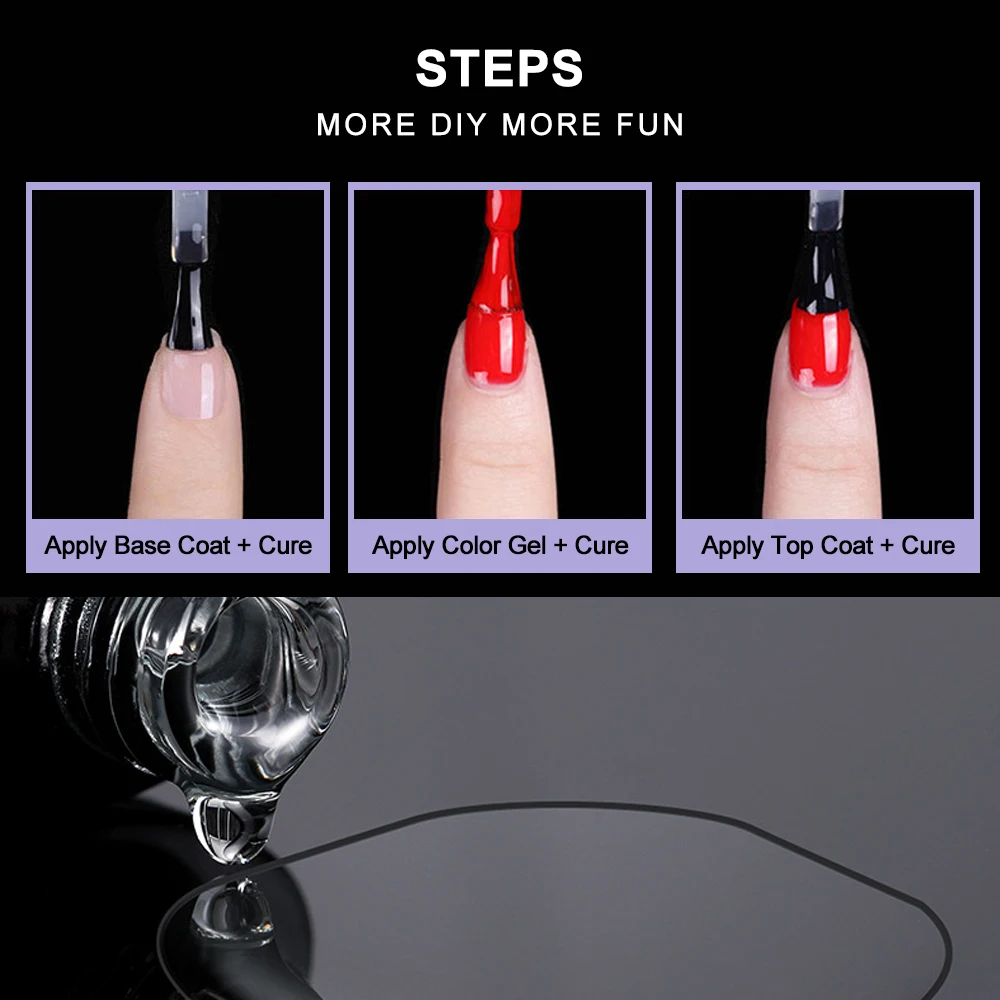MIZHSE 18ml Nail Gel  Polish No Wipe Top Coat Base Coat Nail Lacquer UV Gel Sealing Shining Clear Nail Gel Diamond Matte Topcoat 3