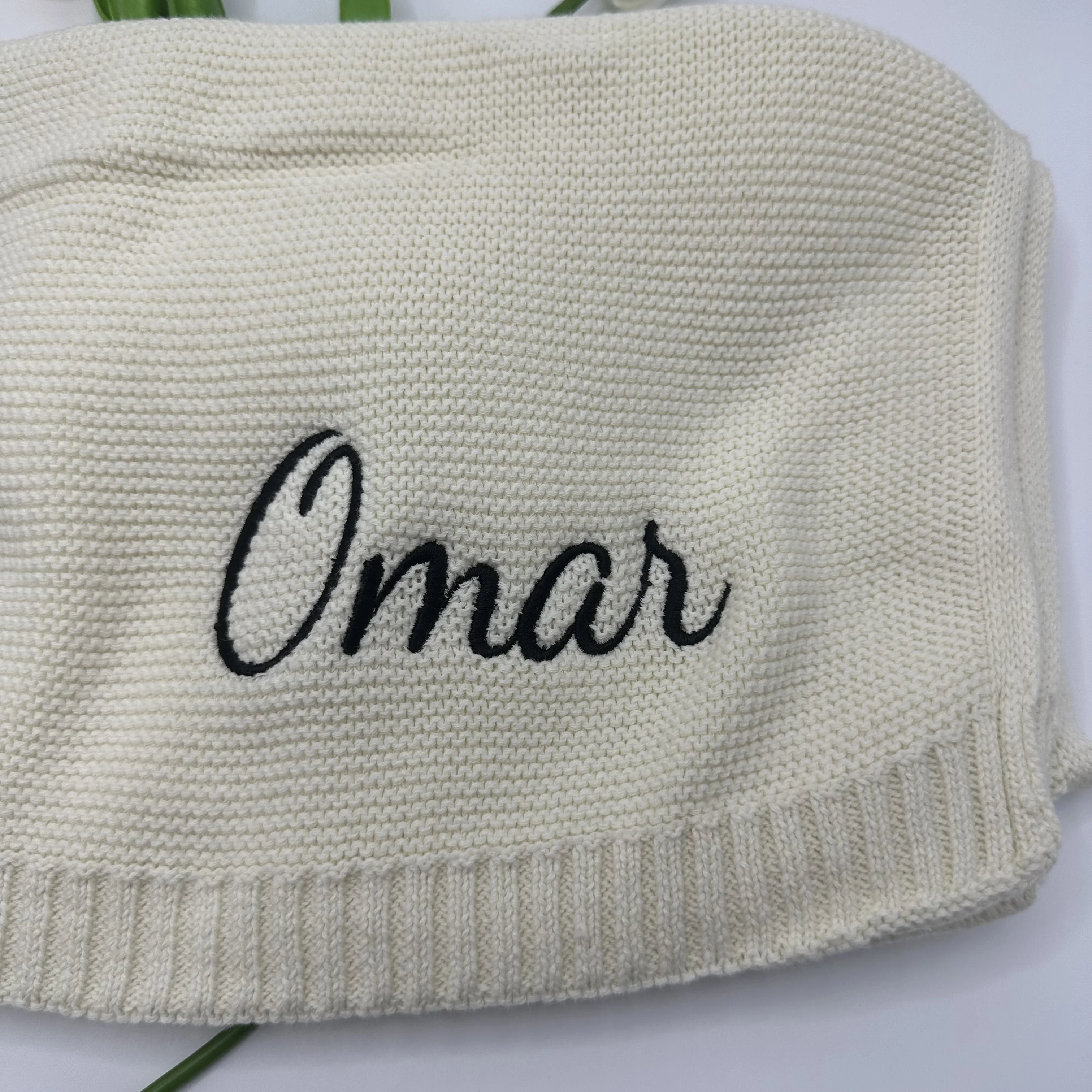 

Embroidered Baby Blanket, Personalized Baby Blanket, Cozy Soft Cotton Knit Custom Name Blanket, Baby Gift, Gift for Newborns