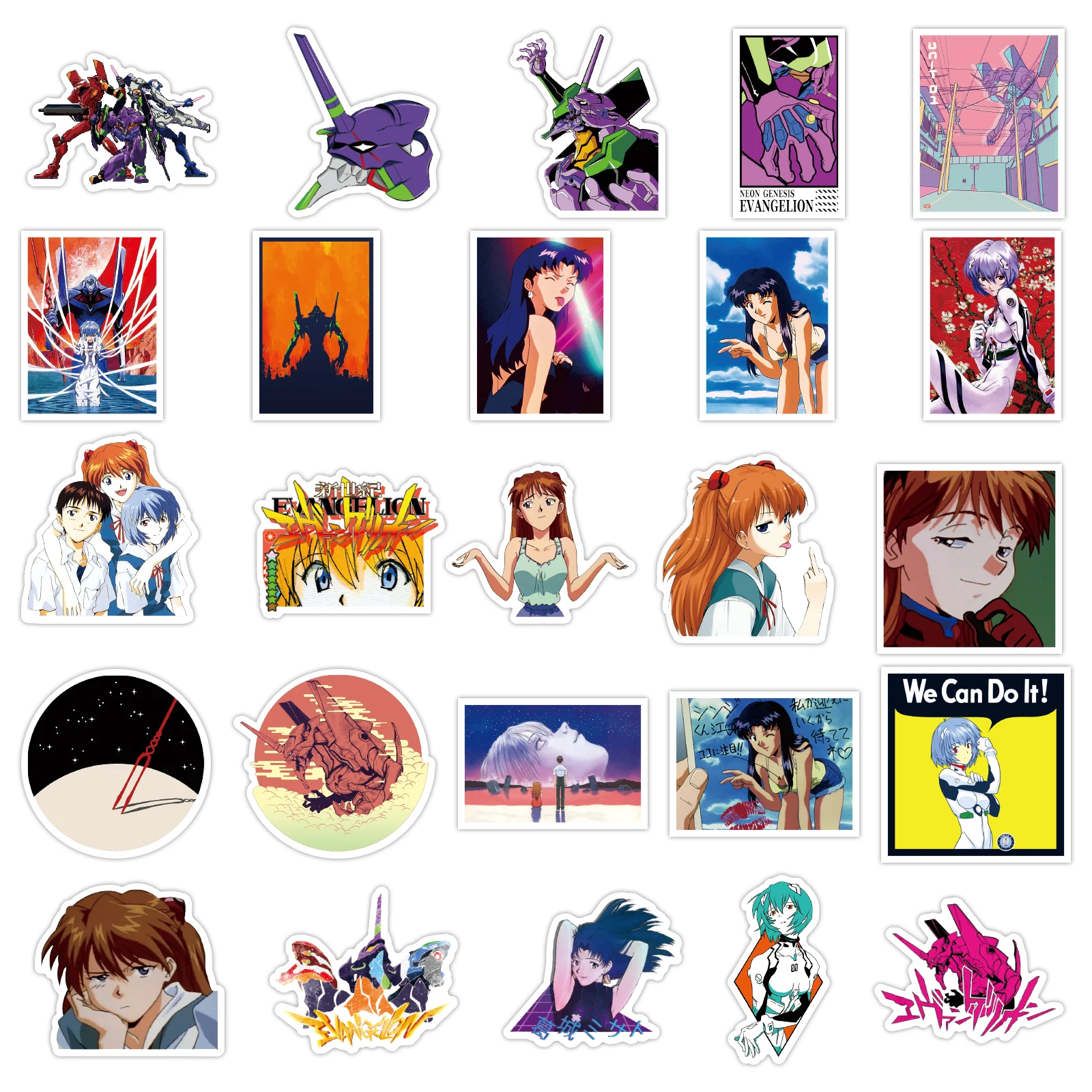 50pcs Neon Genesis Evangelion Anime Stickers Waterproof Sticker Pack Cute Phone Case Kawai Laptop Skin Art Supplies