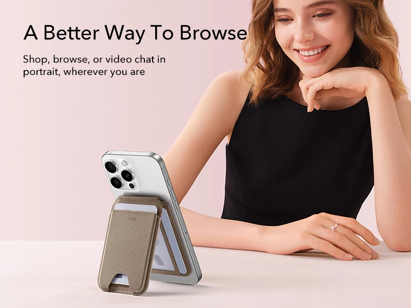 Aura Wallet Stand ESR ideal para navegación y videollamadas