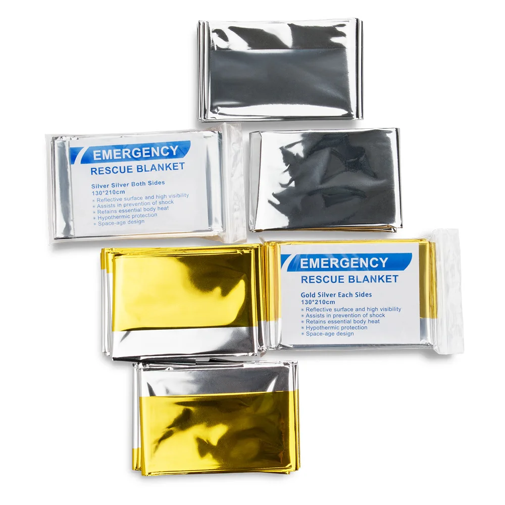 130X210cmOutdoor Emergency Gold-Sliver Survival Blanket Waterproof First Aid Rescue Curtain Foil Thermal Camping Blanket
