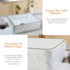 KEMAIDI 19" Ceramic White Vessel Sink with Gold Trim Porcelain Bathroom Marbled Rectangular Above Counter Bathroom Sink Faucet 4