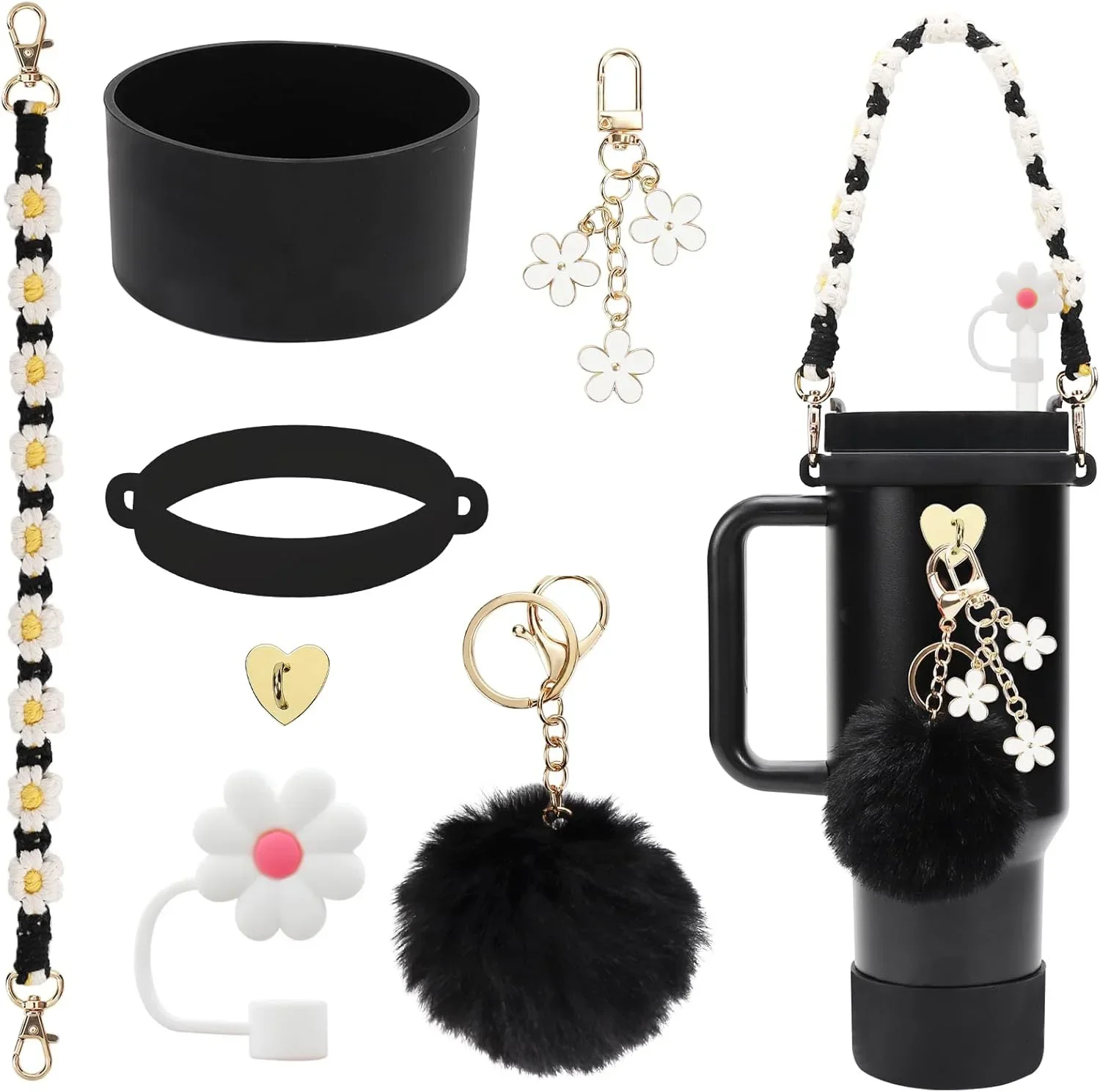 Stanley Cup Accessories Set - Handle Strap, Silicone Boot, Straw Cover, Charms For 30/40oz Tumblers, 7-Piece Kit - View #3
