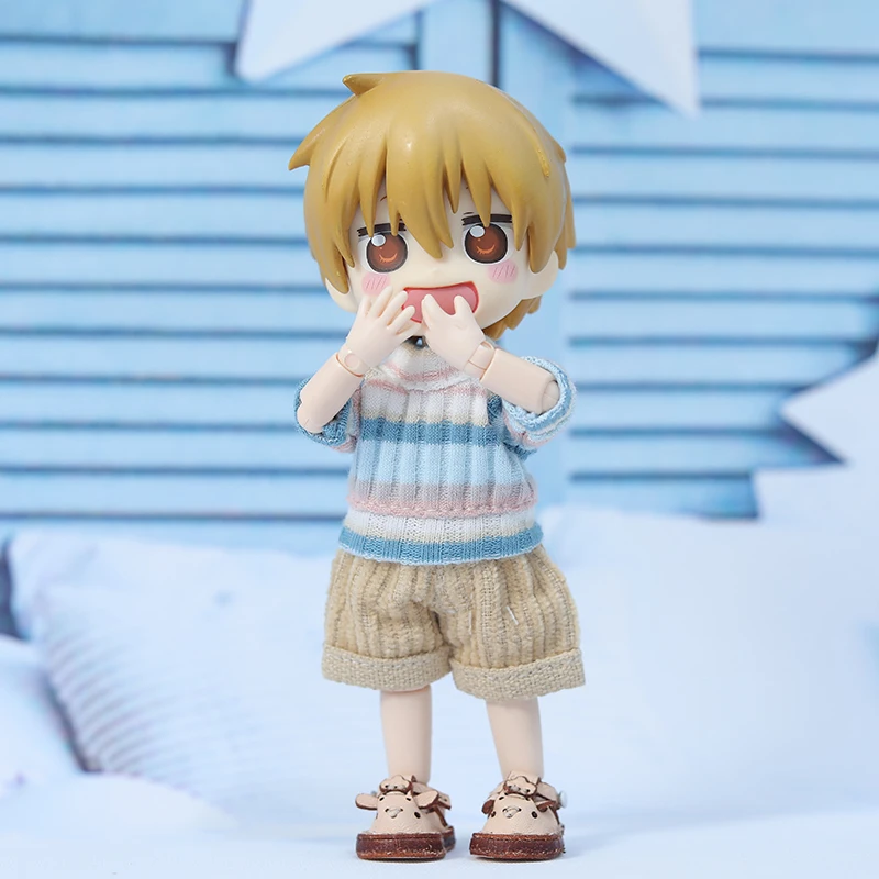 Ob11 Doll Candy Colors Jean Pant Clothes Cute Rainbow Short Sleeve Stripe Sweater Diy Dress Up Toys For Obitsu 11 Gsc YMY Molly 4