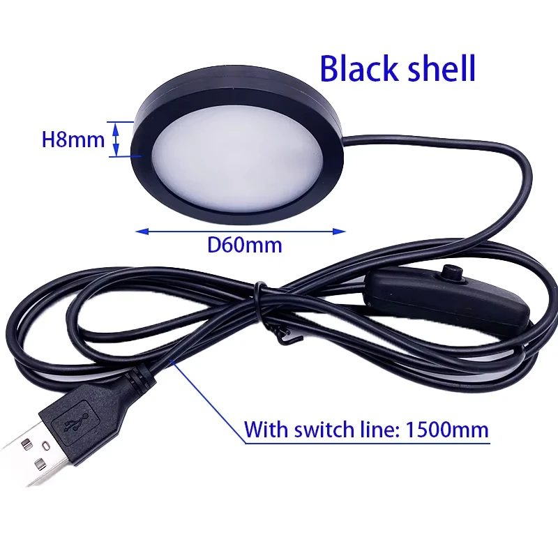 LED Under Cabinet Puck Light Display Case Shelf Counter Lighting Caravan Camper Motorhome Interior Spot Lamp with 5V USB Switch