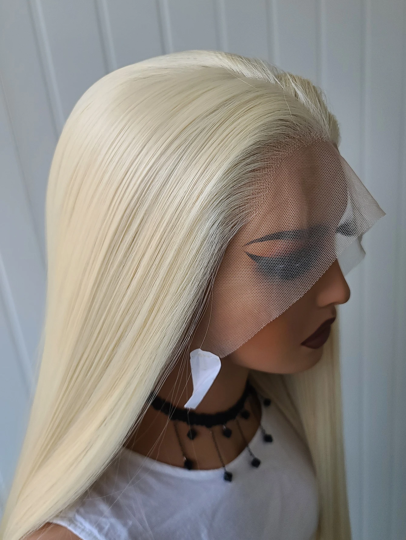 Long Straight Lace Front Human Hair Blend Heat Ok Synthetic Wigs Women Soft Natural Daily use