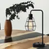 Set of 2 Black Industrial Table Lamp Nightstand Bedside Lamps w/ USB Ports Shade 4