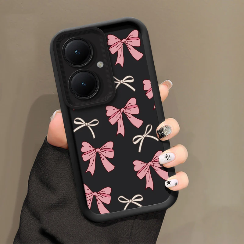 Chic Pink Bow Knot Silicone Shockproof Phone Case - Soft Bumper Design