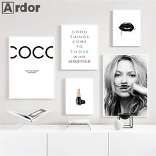 

Modern Fashion Make Up Lipstick Canvas Painting Black White Posters And Prints Nordic Wall Art Pictures Living Room Home Decor